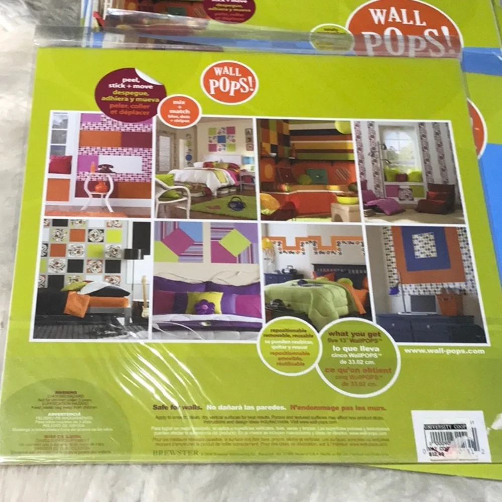 NEW 10 packages of 5 Wallpops @ 13”x13” safe walls 50 tiles total